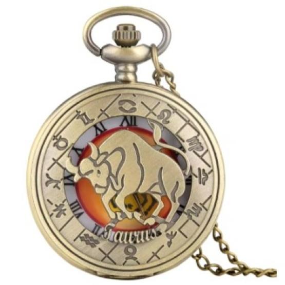 Vintage Retro Hollow Twelve Zodiac Map Design Animal Quartz Pocket Watch Unisex Men Women Necklace Pendant Clock Chain Classic Dial Jewelry Gift