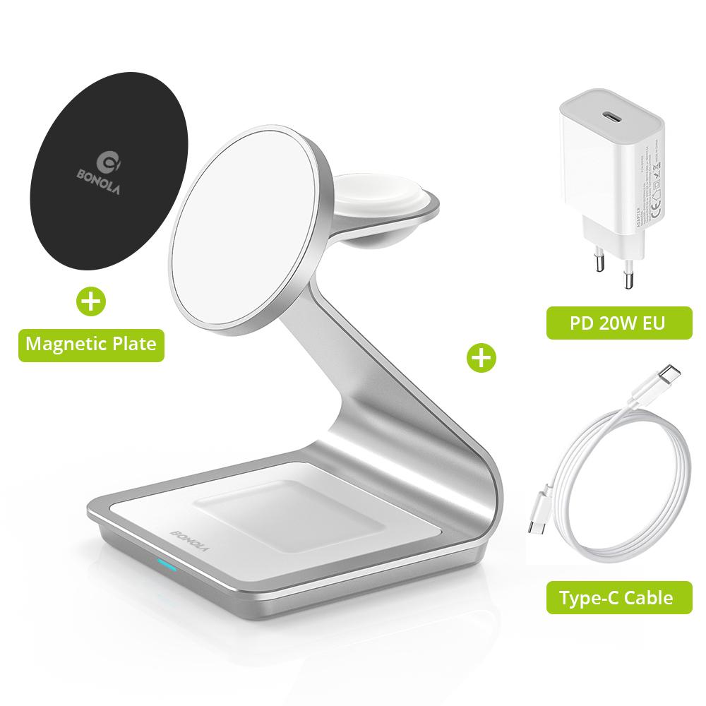 Z Type Metal 3in1 Wireless Charger For Iphone 13/15/14 Pro Max Fast Macsafe Wireless Chargers For Apple Watch 8/airpods 2