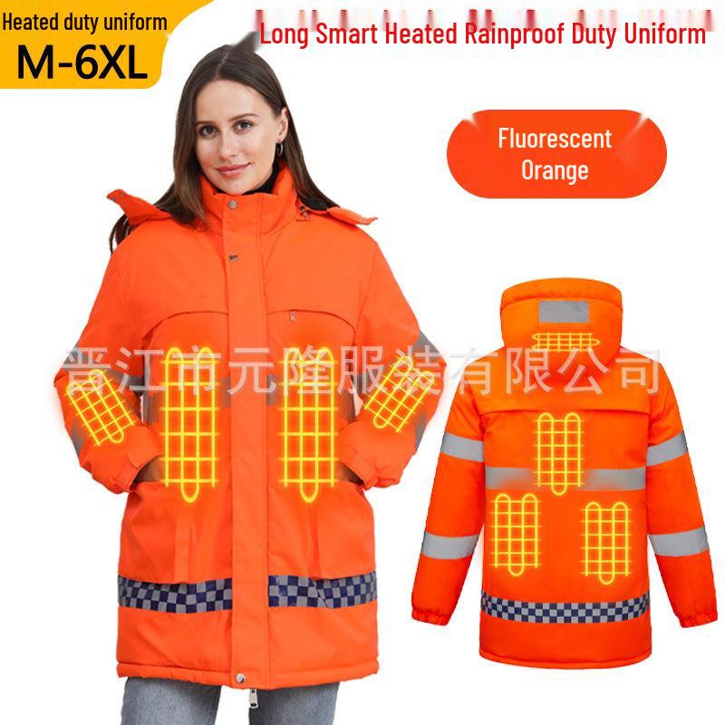 

Мужская зимняя куртка с подогревом и светоотражающими элементами - Толстая, водонепроницаемая, утепленная хлопком рабочая одежда для дорожного хозяйства и дежурства на автомагистралях M