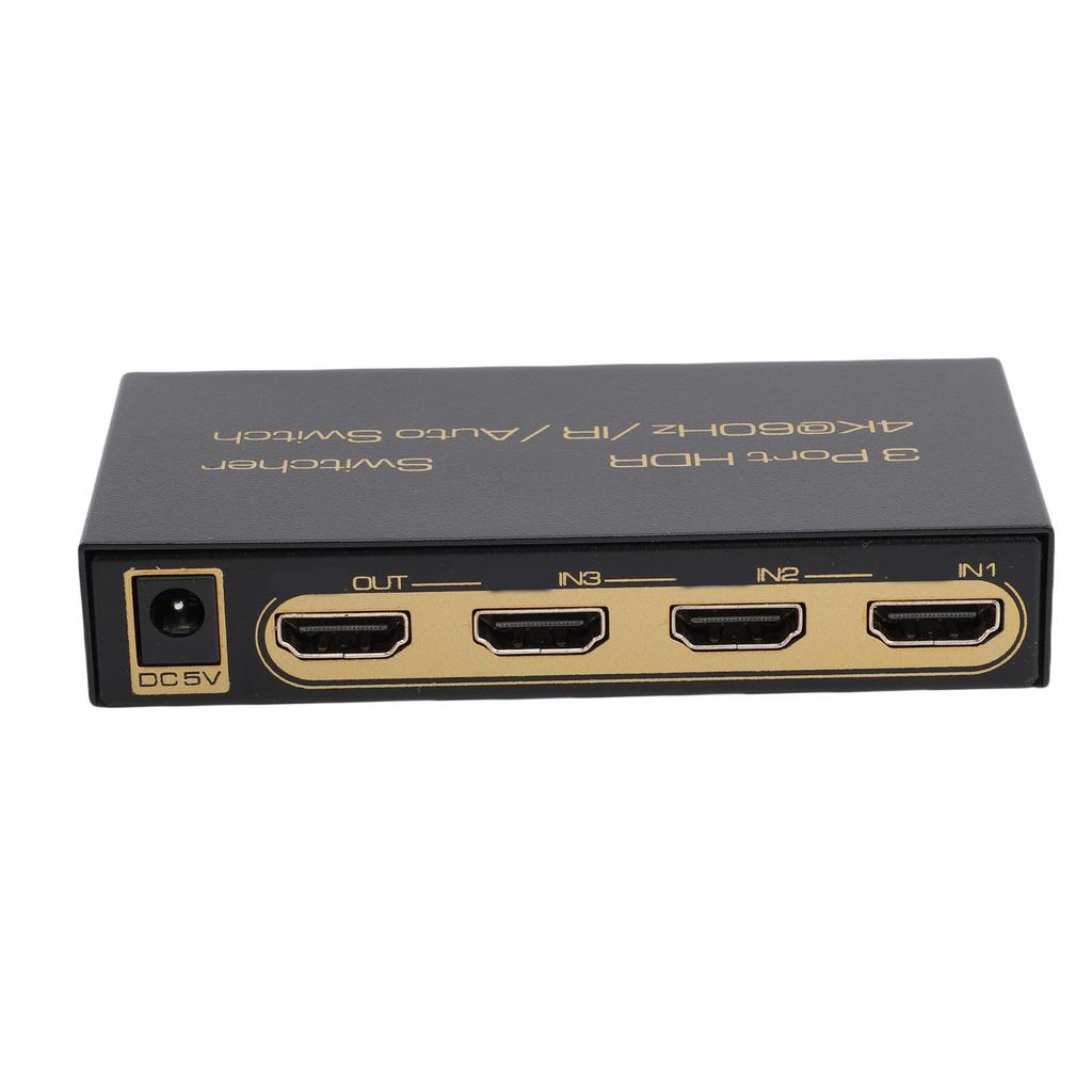 3 in 1 Out HD Multimedia Int face , 4K 60Hz with Infrared Remote, 3 Inputs to 1 Output for 2160P 1080P, Supports DTS HD TrueHD, LED Sta