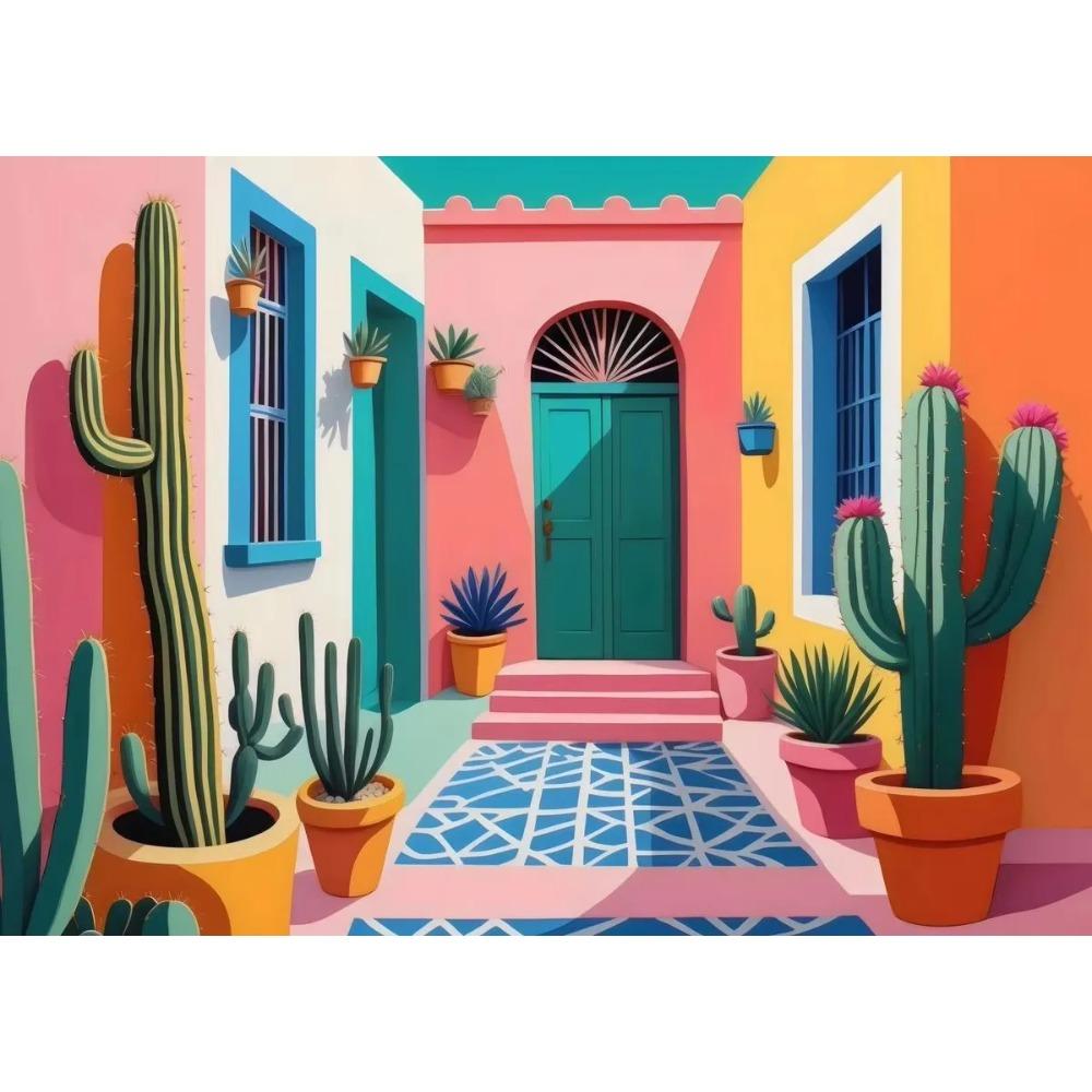 Vintage Mexican Cactus Poster Floral Moon Aesthetic Canvas Painting Prints Colourful Wall Art Picture Room Home Decor