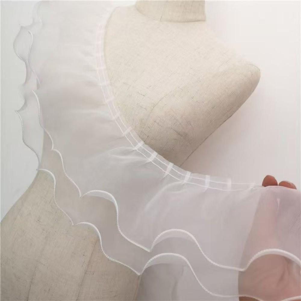 Sheer Organza Material Scalloped Edge Frill Ribbon Double Layer Lace Trim  Curtain Decoration
