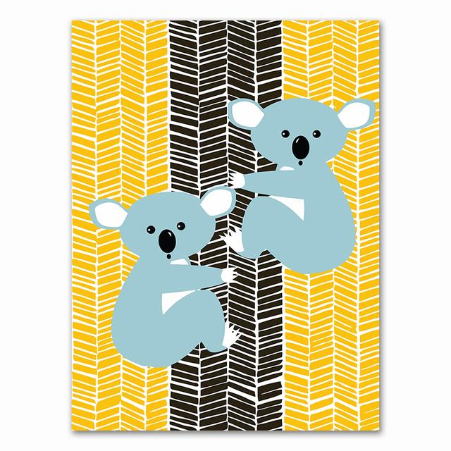 Yellow Lion Canvas Painting Baby Room Decor Cartoon Animals Wall Art Nordic Zebra Plakat Wall Pictures For Baby Kids Room No Frame