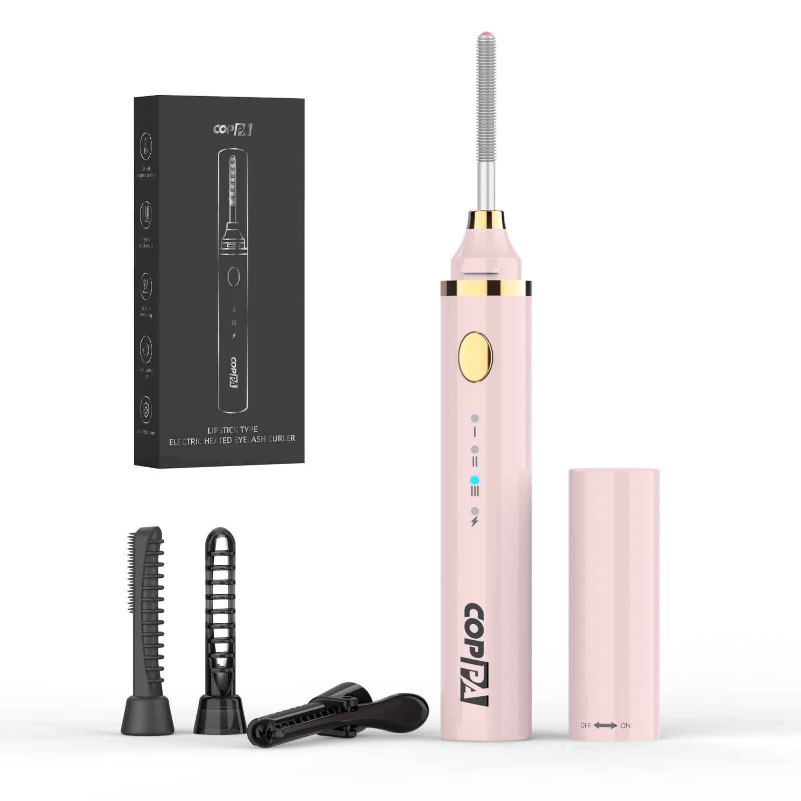 

COPPA Hot Curler Edition Eyelash Curler with 3 3 Temperature Rapid Curls Eyelashes for Includes Iron and for Lower Single Double Face Eyelash Includes розовый