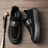 2024 Summer New Breathable Lazy Man Step On Thick Sole Casual Leather Shoes British Style Black Lucky Tidal Shoes