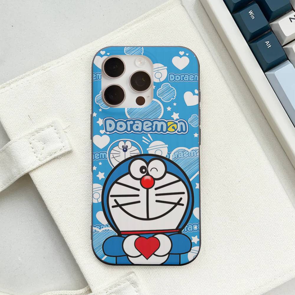 Cartoon D-Doraemons Corrugated Pattern For IPhone 17 16 15 14 13 12 11 16 Pro Max Plus Pro Non-slip Phone Cover