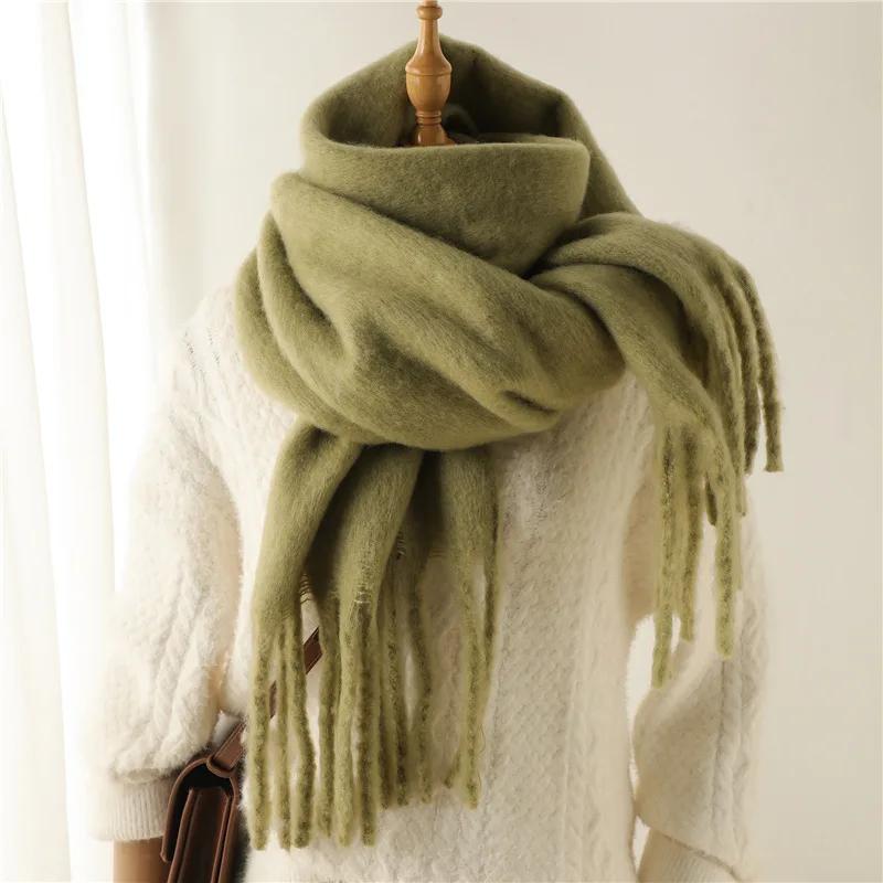 Thick Blanket Wrap with Long Fringe for Him Her Couple-style Scarves 2025 Women Luxury Winter Cashmere Scarves