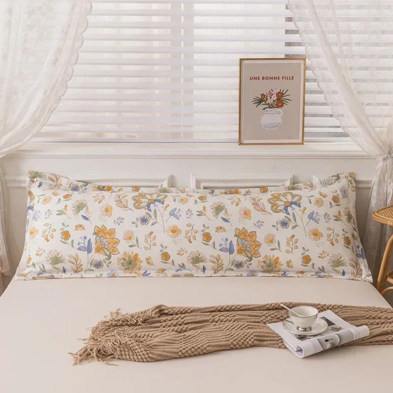 

Новая удобная длинная наволочка из мягкого хлопка, двойные длинные наволочки с принтами и однотонными цветами для украшения дома 120/150/180 см, 1 шт. 48x120cm