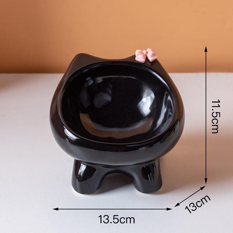 Cute Ceramic Pet Bowl Elevated Cat Bowl Protects Cervical Vertebrae Pet Supplies