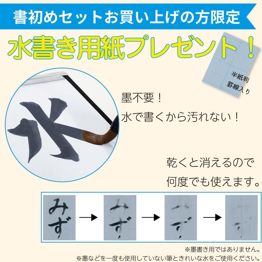 Akashiya Calligraphy Set Hair Medium Black with Watercolor A991188 Set, 4-Piece (Brown No. 7, Brush, Underlay, Case) Paper,