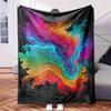 Colorful Paint Splashs On Black Background Vector Illustration.-Themed Blanket - Comfortable Flannel Fabric Hypoallergenic Suitabl
