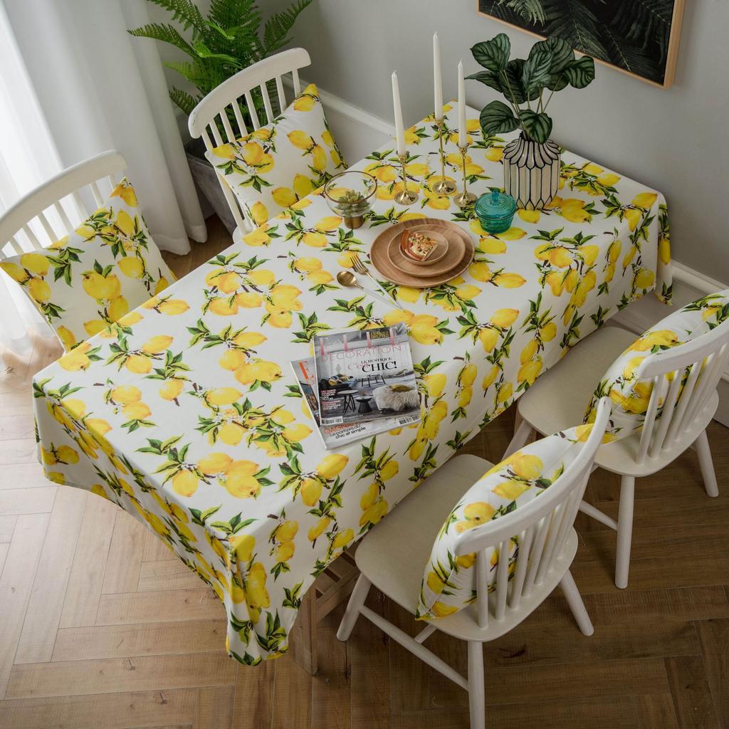 Tablecloth Fabric Waterproof Lemon Print Small Fresh Table Mat Coffee Table Cloth