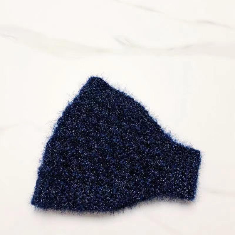 

Женская вязаная повязка на голову: Теплые флисовые шерстяные наушники на осень/зиму, мягкий белый аксессуар для волос тёмно-синий