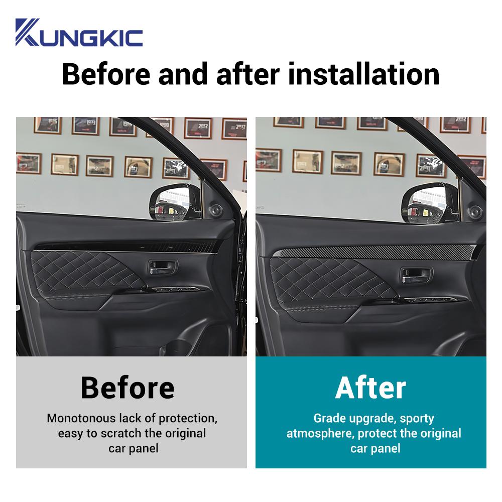 For Mitsubishi Outlander 2013 2014 2015 2016 2017 2018 2019 2020 2021 Real Soft Carbon Fiber Sticker LHD RHD Front Door Trim