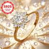 925Sterling silver women's ring with inlay5A High-grade zircon creative luxurious simple snowflake design fresh and sweet ring romantic anniversary
