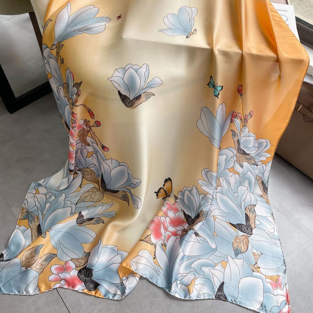 Högkvalitativa lyxiga sidenscarfs pannband Halsdukar Halsdukar för kvinnor Kedja Sidenscarfs dekorativ sjal för kvinnor