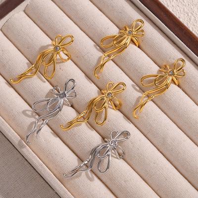 Hepburn Style Sweet And Cool Style Simple Daily Versatile Earrings Women'S No Earrings Creative Bow Design Ear Bone Clip Jewelry