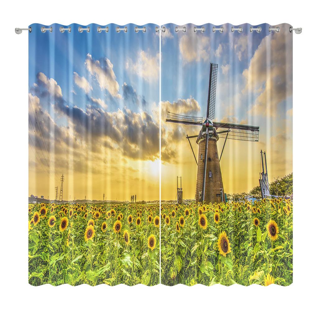 Landscape Curtain Cloth Bedroom Living Room Balcony Blackout Curtain Office Hotel Insulation Curtain