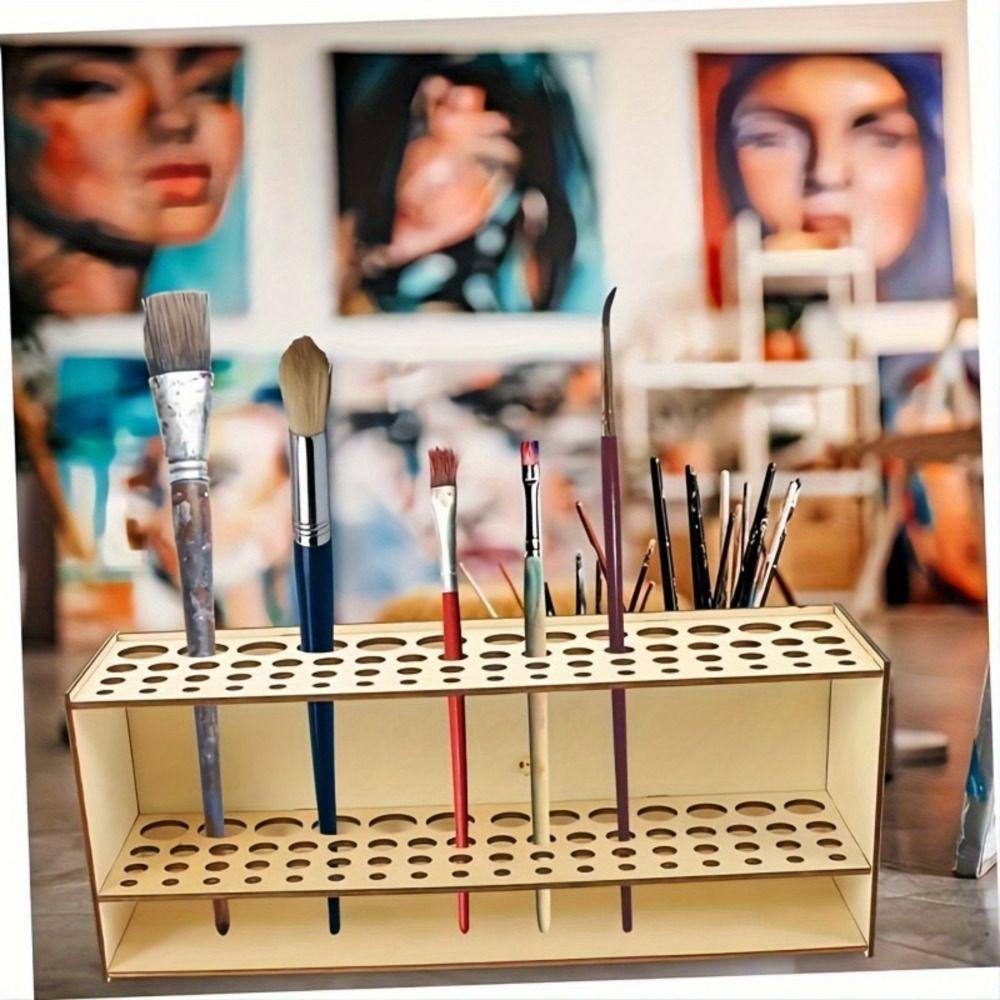 DIY Watercolor Brush Rack Multihole Makeup Brushes Shelf Minimalism Pen Drying Stand Art Tools