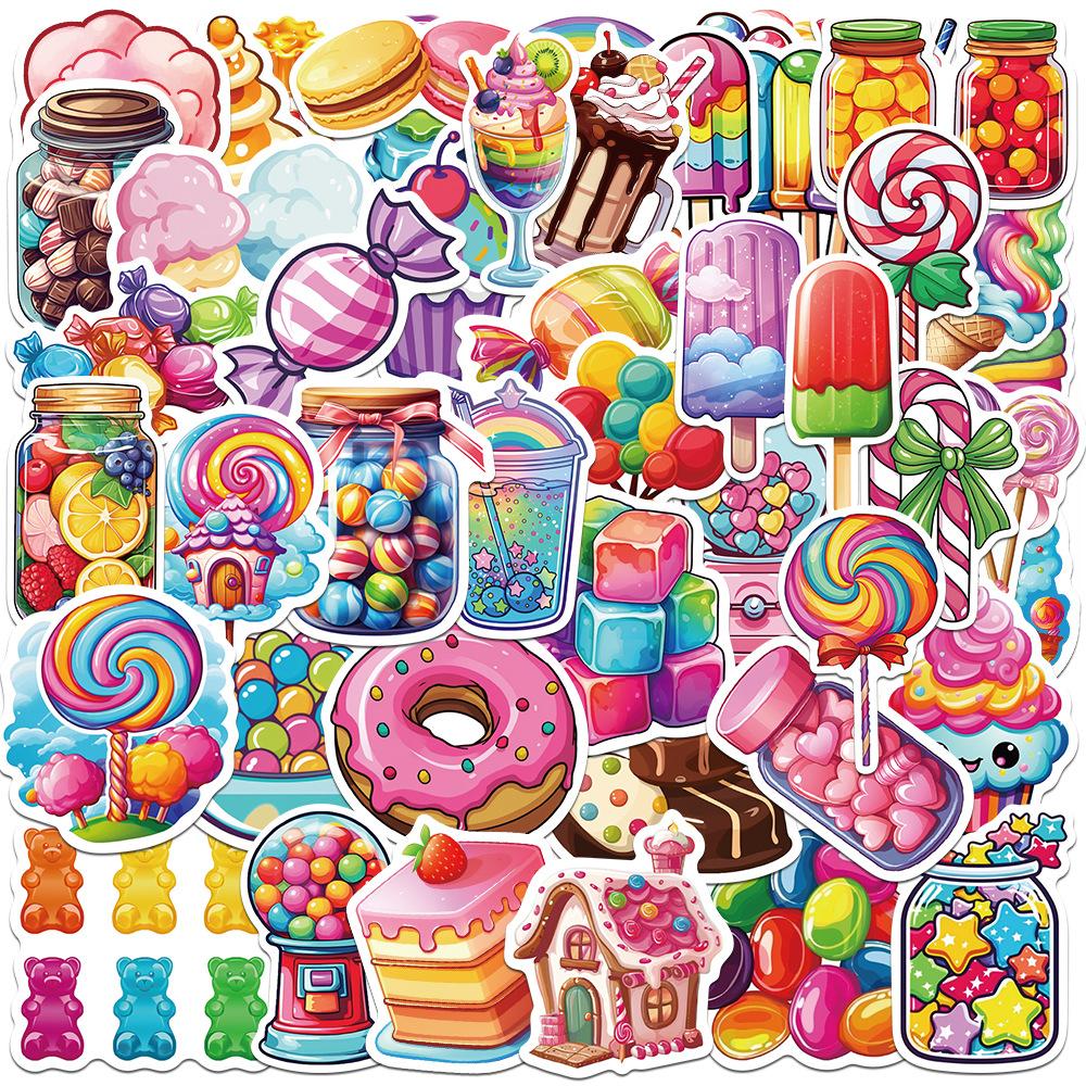 

50pcs Cute Rainbow Candy Stickers Aesthetic Colorful Decoration Decals DIY Scrapbooking Stationery School Supplies
