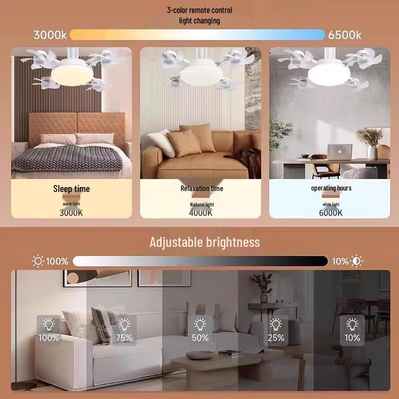 Nordic Smart Ceiling Fan with Silent Operation & Remote, Energy-Saving Eye Protection Light for Bedroom
