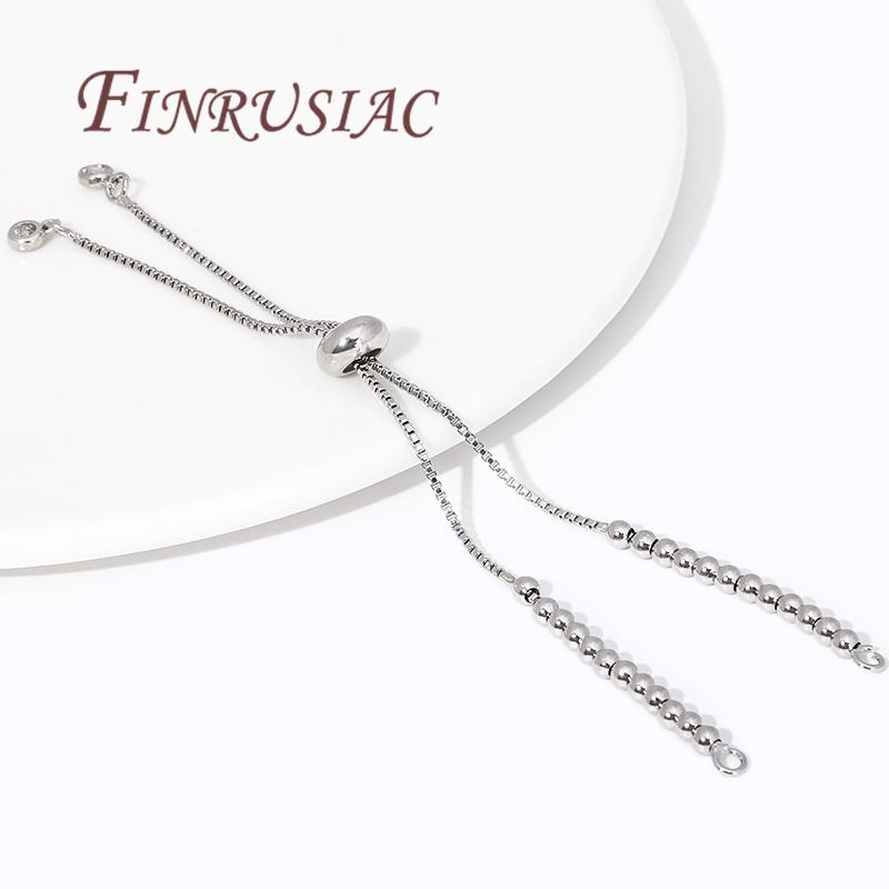 Adjustable Bracelet Chain 18K Gold Plated Half-finished Bracelet With Rubber Stopper Beads,Jewelry Making DIY Necklace Findings
