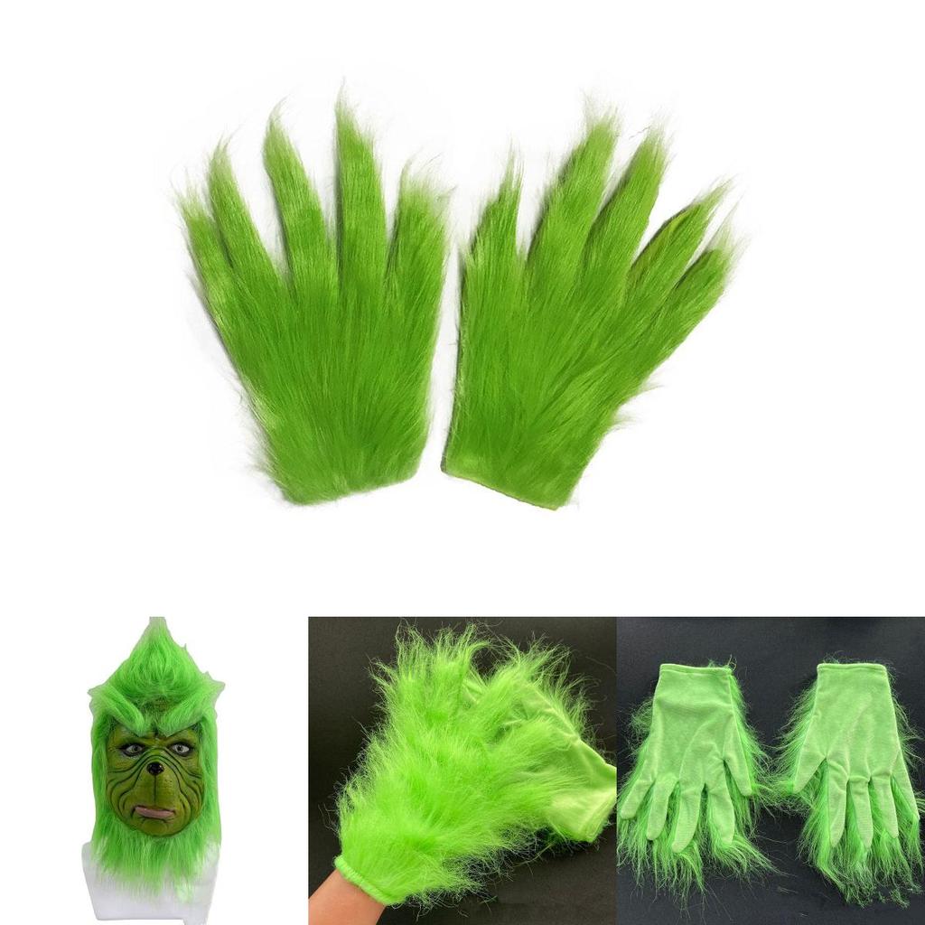 Christmas Grinch Gloves Terrifying Green Monster Costume Accessories