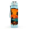 1PC Sunset Palm Tree Island Badge Print 750ml Color Plastic Sports Water Bottle Leakproof Flip Straw Lid Suitable for Sports Office Home Use