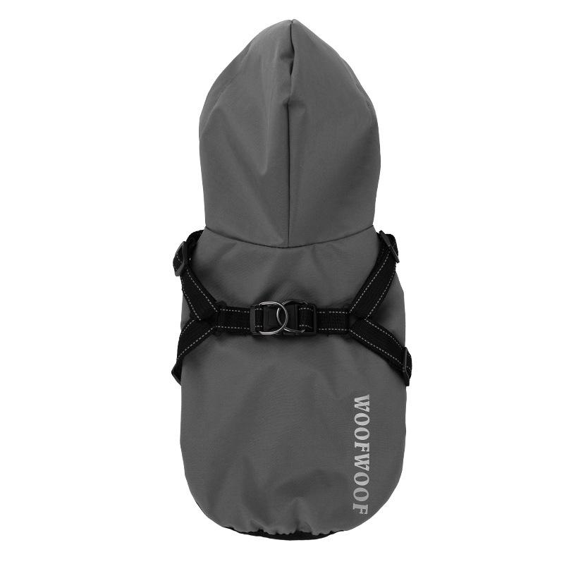 Dog clothes Outdoor reflective chest back integrated waterproof raincoat Teddy Bigbear small dog jacket