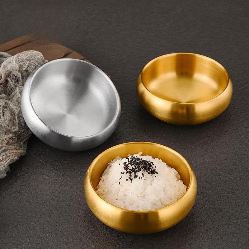 ZISIZ 12cm Gold Insulated Stainless Steel Sauce Bowl