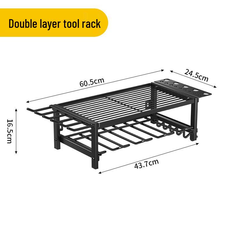Premium Multi-Layer Wrought Iron Tool Rack for Drill Bits, Hammers, and Screwdrivers