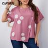 Summer Plus Size Women's T-shirt Round Neck Loose Polka Dot Short Sleeve Tops