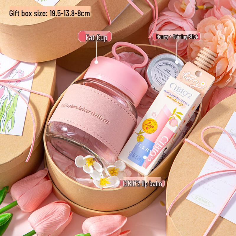 Gift Set: Glass Cup, Honey & Lip Balm