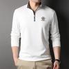 Spring New Style Stand-up Collar Trendy Long-sleeved T-shirt Cotton Fashion Casual Zipper Solid Color T-shirt