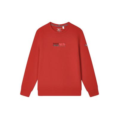 Fila Logo Print Crew Neck Pullover Knit Sweatshirt Men Sweatshirt Legendary-Red F11M341207F-RD