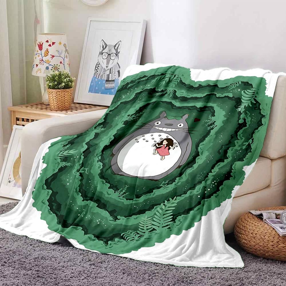 1pc Totoro Friends Flannel Blanket,Ultra Soft Warm Plush Throw for Home Bedroom Bed Sofa Cover Camping Picnic Gift Y7175