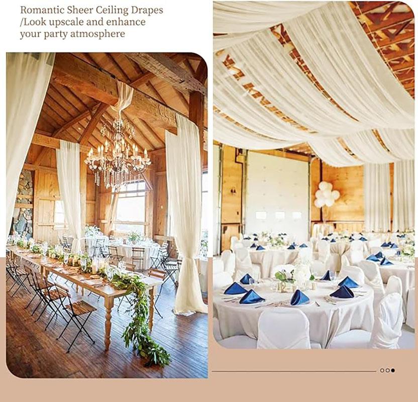 6 Panels 2.46ft X 10ft Wedding Ceiling Drapes Chiffon Fabric Event Party Banquet Drapes for Ceremony Stage Roof Decoration