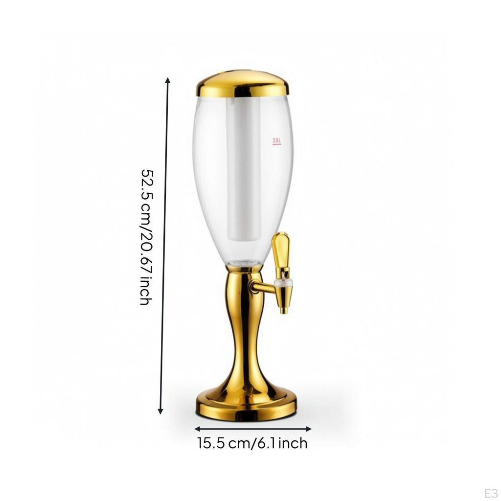 Beer Dispenser with Ice Column Illuminated Clear for Hosts, Home Bar, Parties,