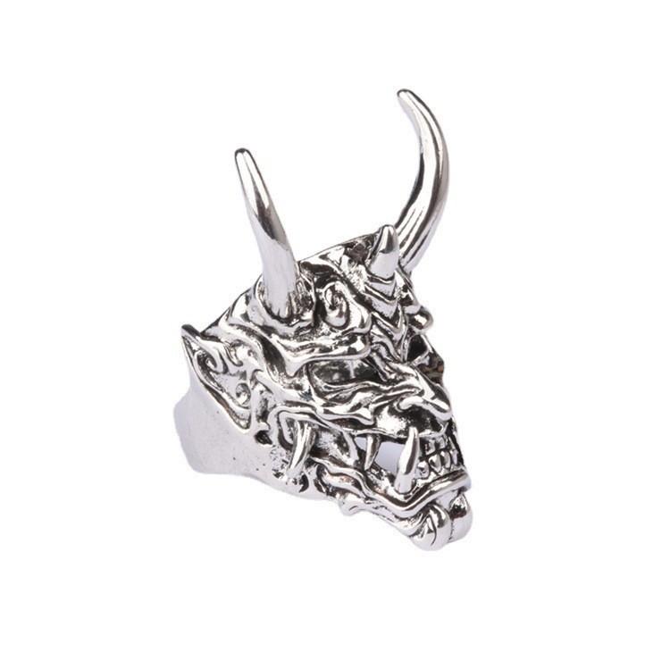 European and American Domineering Hip-hop Prajna Mask Ring Men's Trendy Street Fashion Versatile