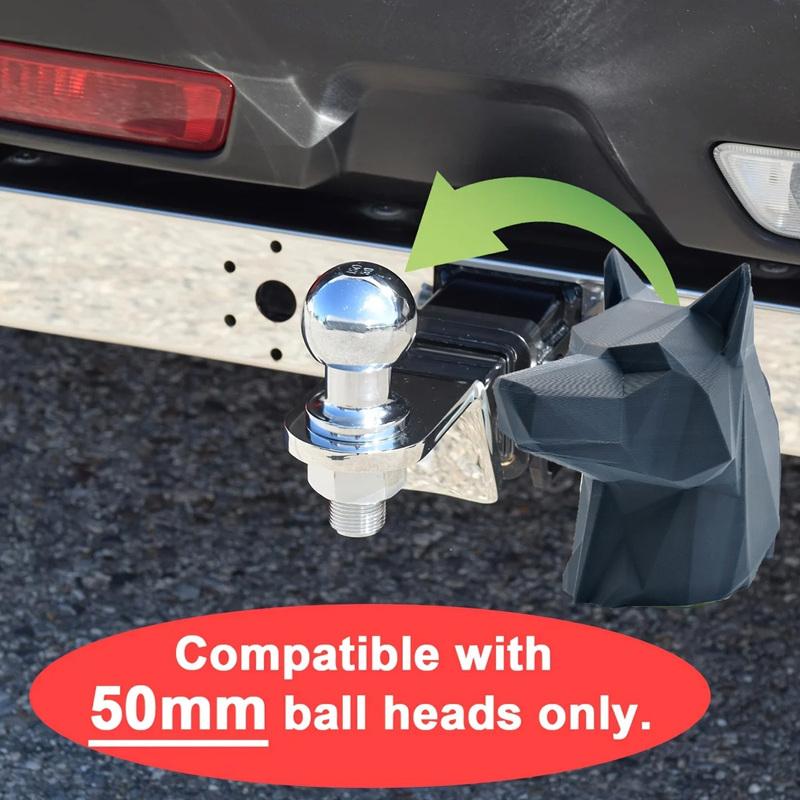1pc 50MM Trailer Hitch Cover with Wolf Head 3D Printed Ball Cover Universal Hitch Thruster Cover For Protecting Car Accessories