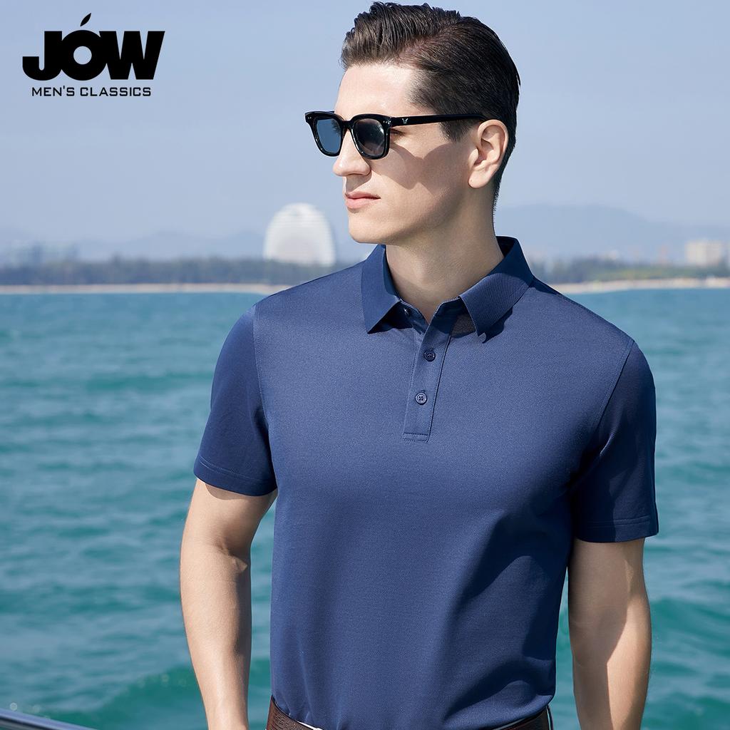 Huamao Cooling Fiber Solid Color Short-Sleeved Polo Shirt with Mulberry Silk for Men's Summer