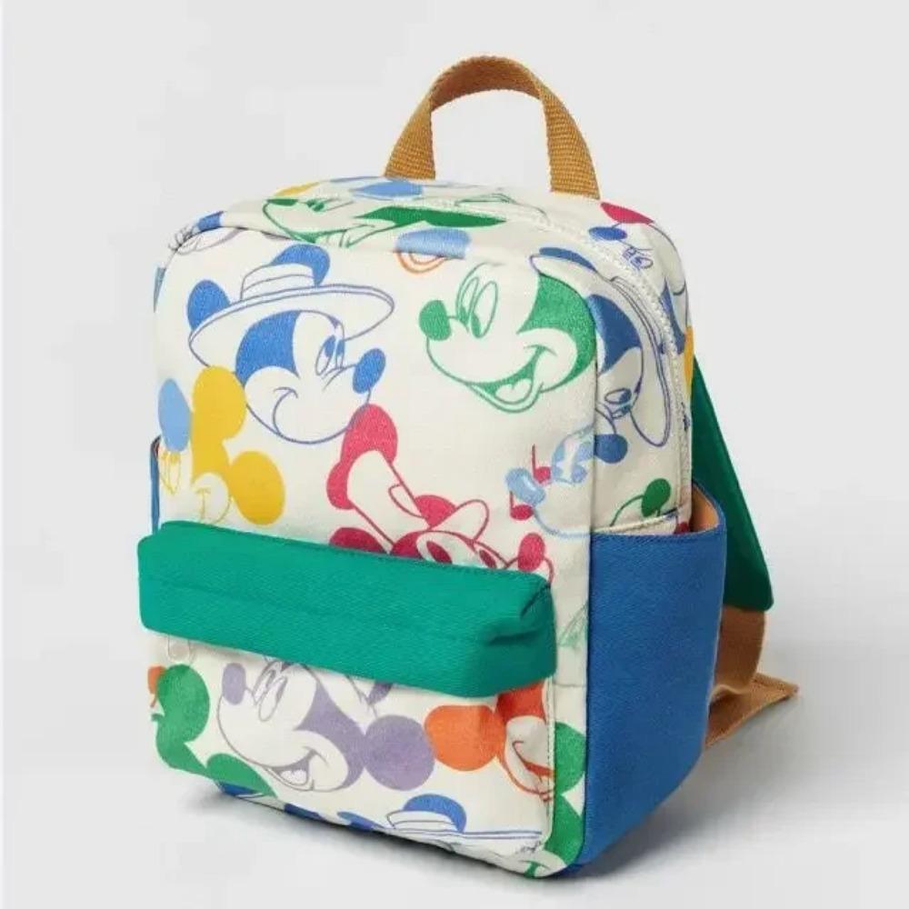 Disney New Mickey Cartoon Fashion Backpack Women's Minnie Canvas School Bag Boys and Girls Fashion Large Capacity Backpack