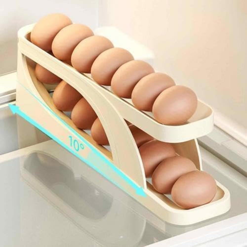 1 Pack Egg Storage Rack Egg Dispenser Automatic Rolling Stand Storage Organizer Egg Basket Container for Kitchen Storage