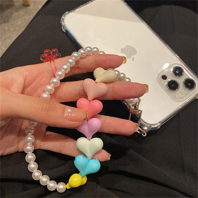 Korea Cute Love Heart Pearl Bracelet Clear Phone Case For Iphone 14 13 12 11 Pro Xs Max X Xr 7 8 Plus Se 3 Shockproof Soft Cover