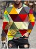 Vibrant Men's 3D Geometric Long Sleeve Crew Neck Shirt