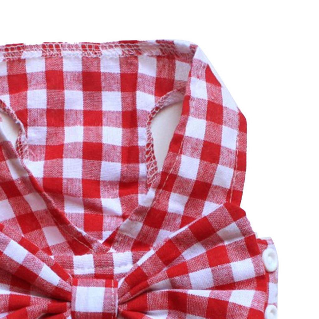 Kariertes Hunde-Kleid Leinen-Set Rot Kariert Spitzenbesatz Welpenkleid Frühling Sommer Ärmellos Haustierkleid mit