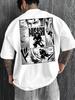 Oversized Streetwear Graphic T Shirt Unisex Brand Samurai Musashi Unisexga Print Japanese Anime Style Harajuku Loose Fit Tee White Cot