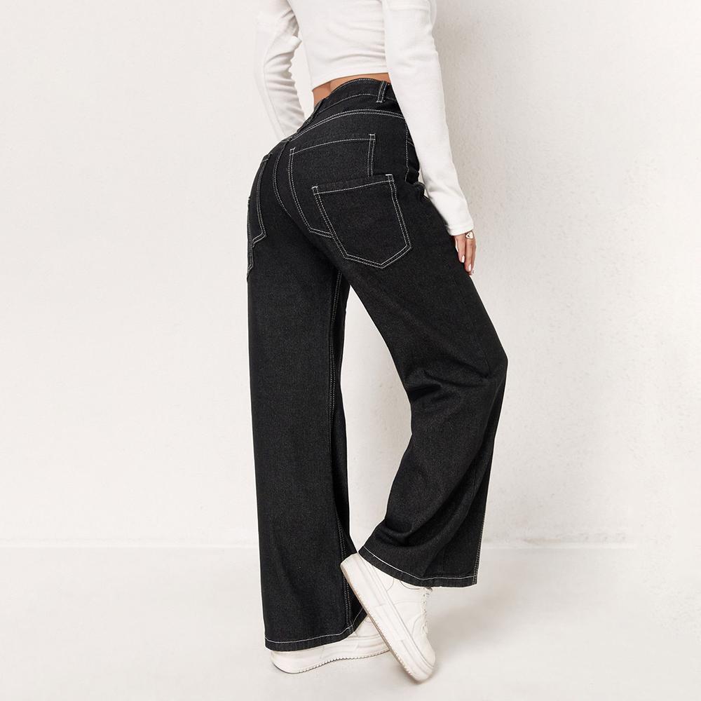 PUFFANPOP Women's Wide Leg Jeans High Waisted Denim Pants Loose Straight Jeans Y2K Jeans