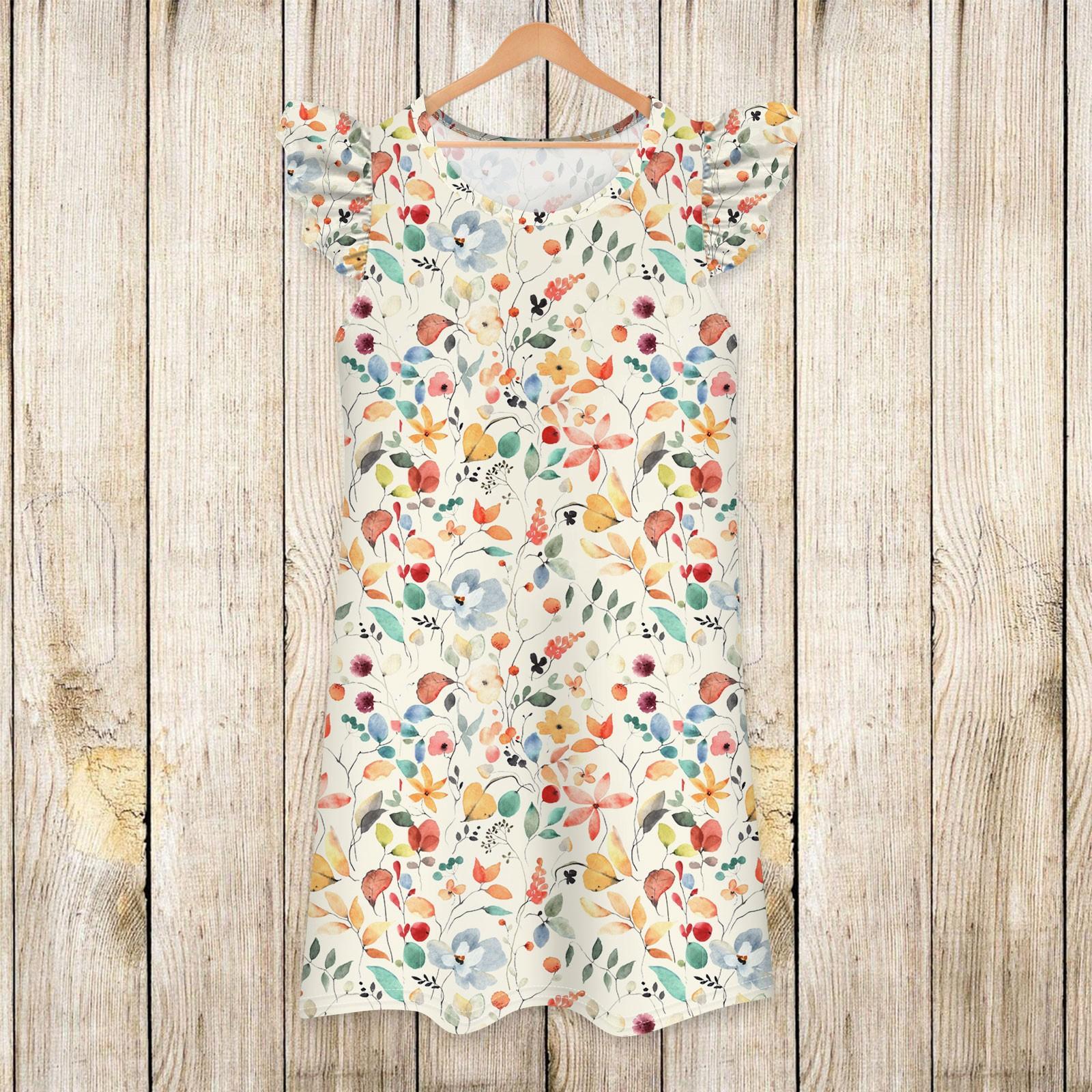 

Детское платье с рукавами-крылышками, юбка с принтом, повседневное платье 120 бежевый