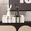Ceramic Bunny Figurine Sitting Rabbit Sculpture Minimalist Bunny Statue for Counter Desk Bookshelf Home Bar Office Decoration